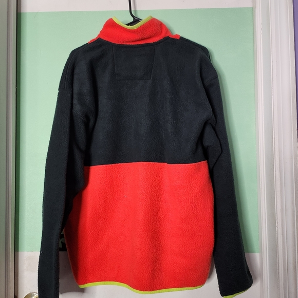 NWT Columbia Men’s Quarter Zip Fleece Medium Red Black Neon - Picture 2 of 4